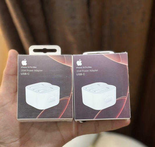 35W Fast Charger 3-Pin with USB-C to USB-C Cable for iPhone 16 Pro Max