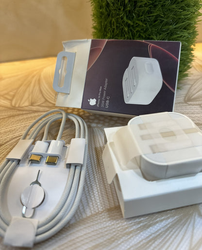 35W Fast Charger 3-Pin with USB-C to USB-C Cable for iPhone 16 Pro Max