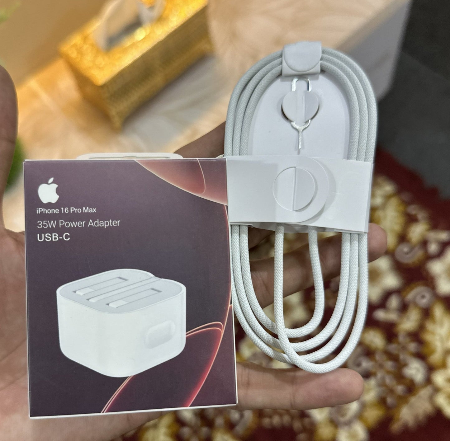 35W Fast Charger 3-Pin with USB-C to USB-C Cable for iPhone 16 Pro Max